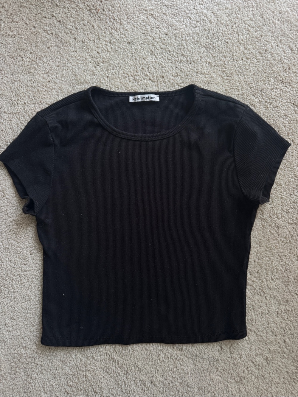 Reformation Black Ribbed Baby Tee